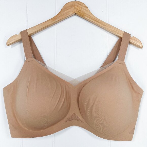 Honeylove Crossover Bra Full Coverage Wireless Size 42DD (E) / DDD (F) Sand Nude - Picture 1 of 16